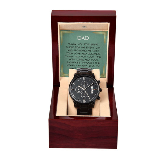 Gift for Dad from Son, Black Chronograph Watch