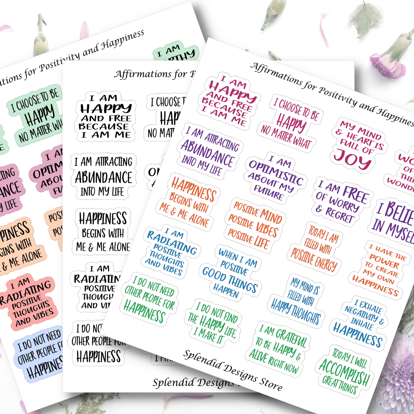 affirmations for happiness sticker sheet
