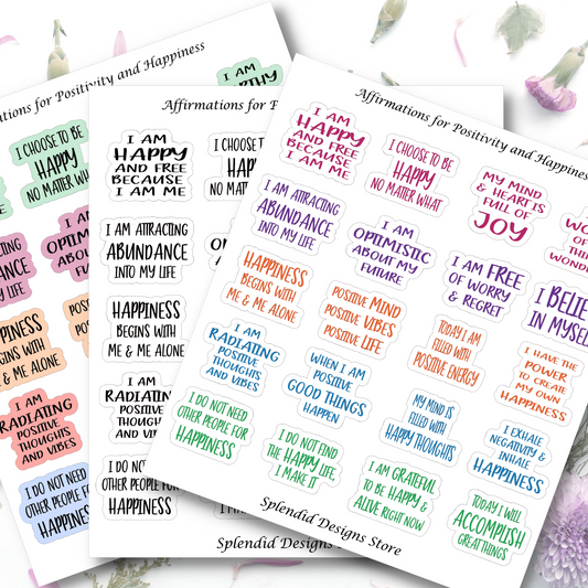 affirmations for happiness sticker sheet