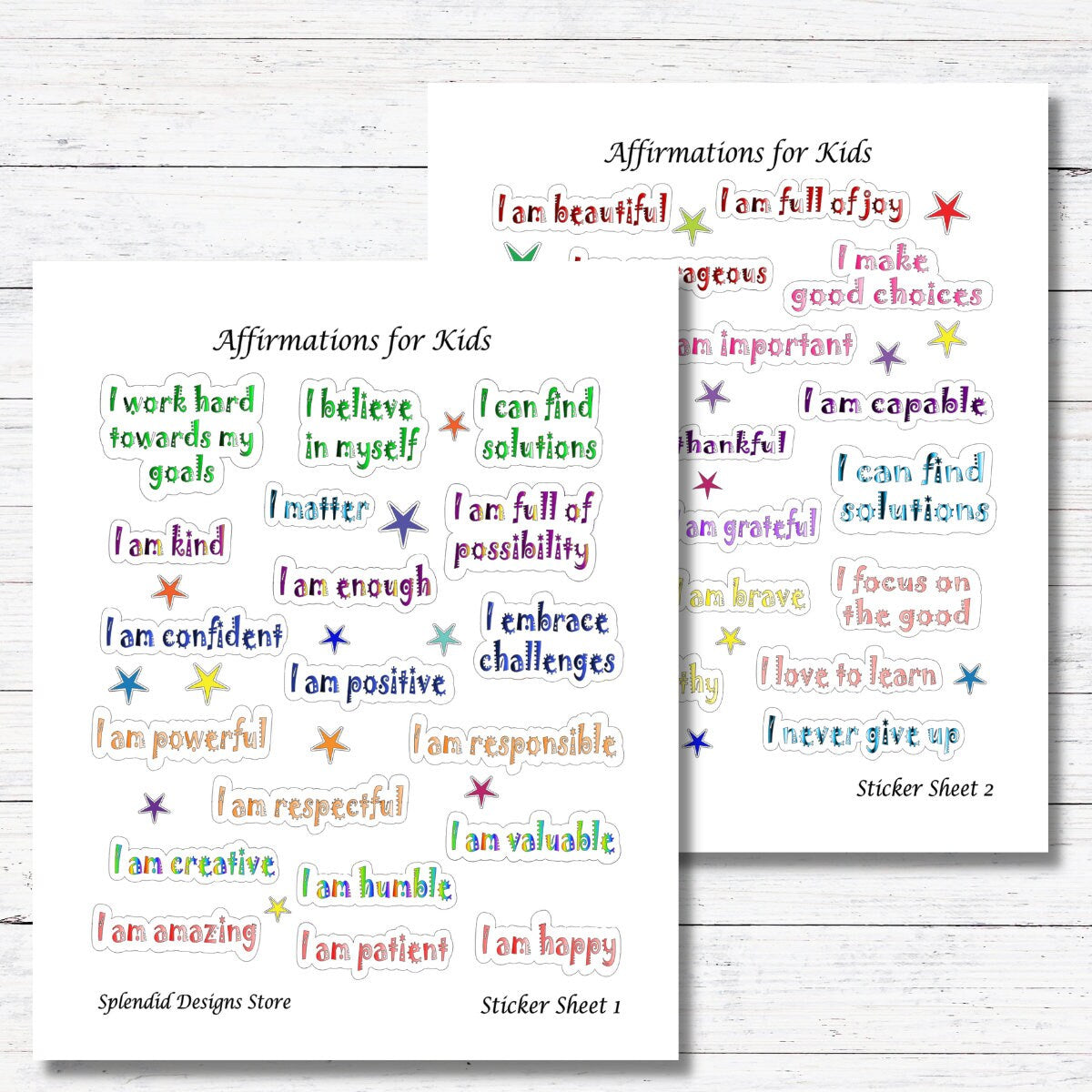 Affirmations for Kids, Mini Stickers, Afirmation Stickers for Kids, Self-Confidence Stickers for Kids, Motivational Stickers for Kids