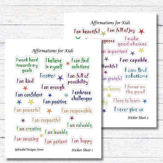 Affirmations for Kids | Afirmation Stickers for Kids | Motivational Stickers for Kids