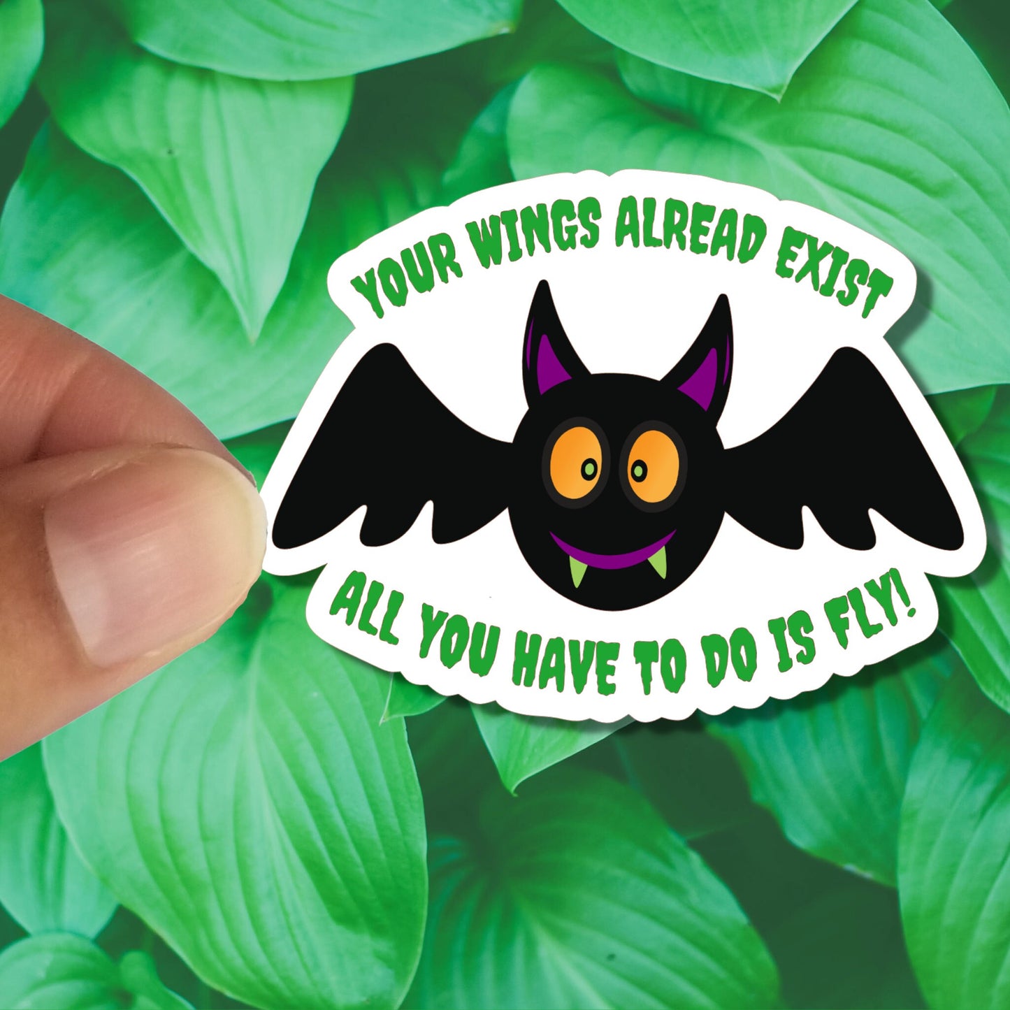 Bat Halloween Sticker, Motivational Halloween Sticker, Waterproof Vinyl Sticker Decal