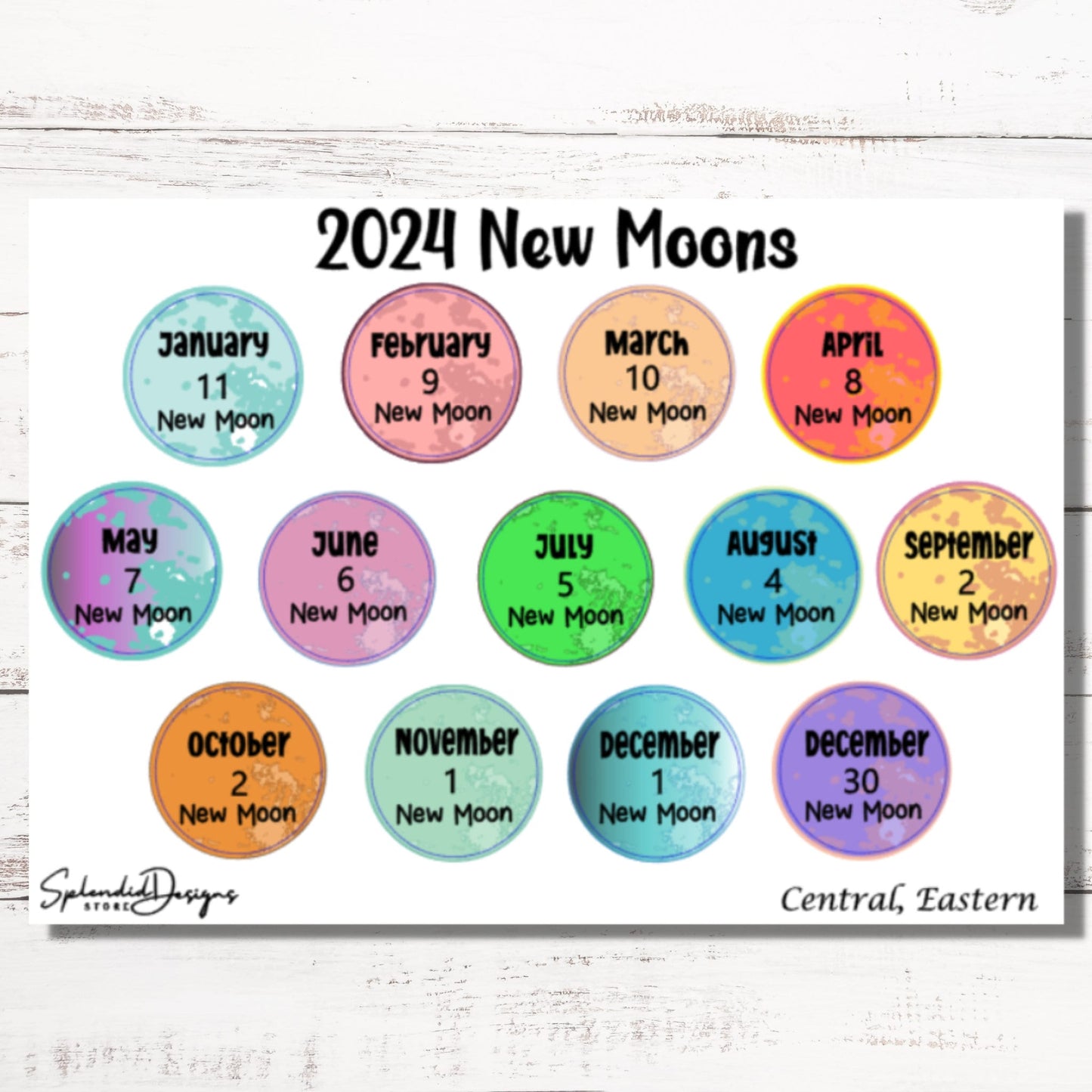 2024 New Moon Stickers by Time Zone | New Moon Planner Stickers, Journal Stickers | Waterproof Vinyl Stickers | 0.75 Inches in Diameter