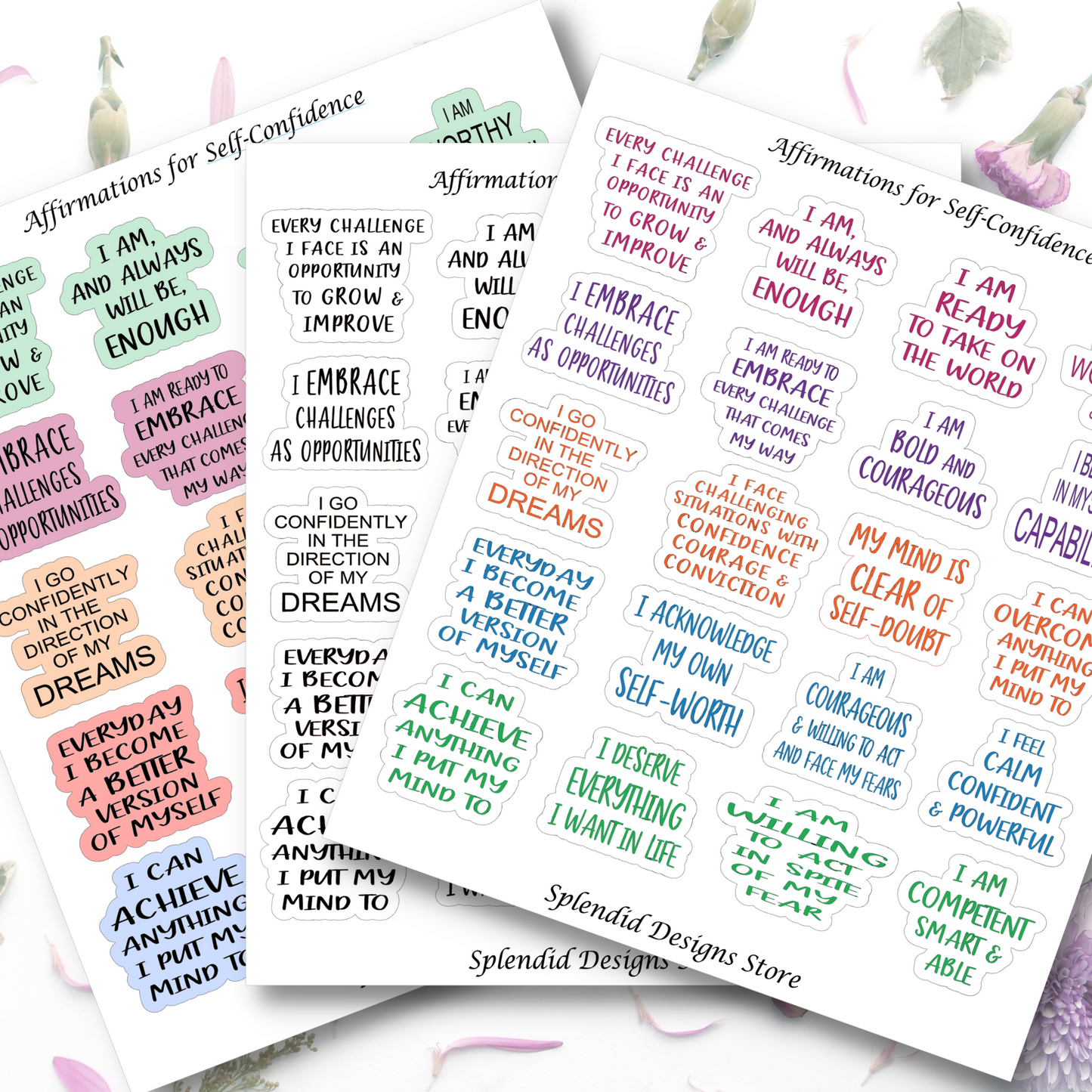 affirmations for self-confidence sticker sheet