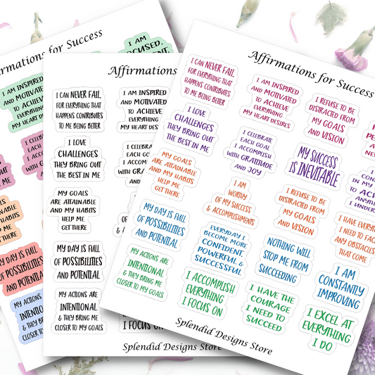 affirmations for success sticker sheet