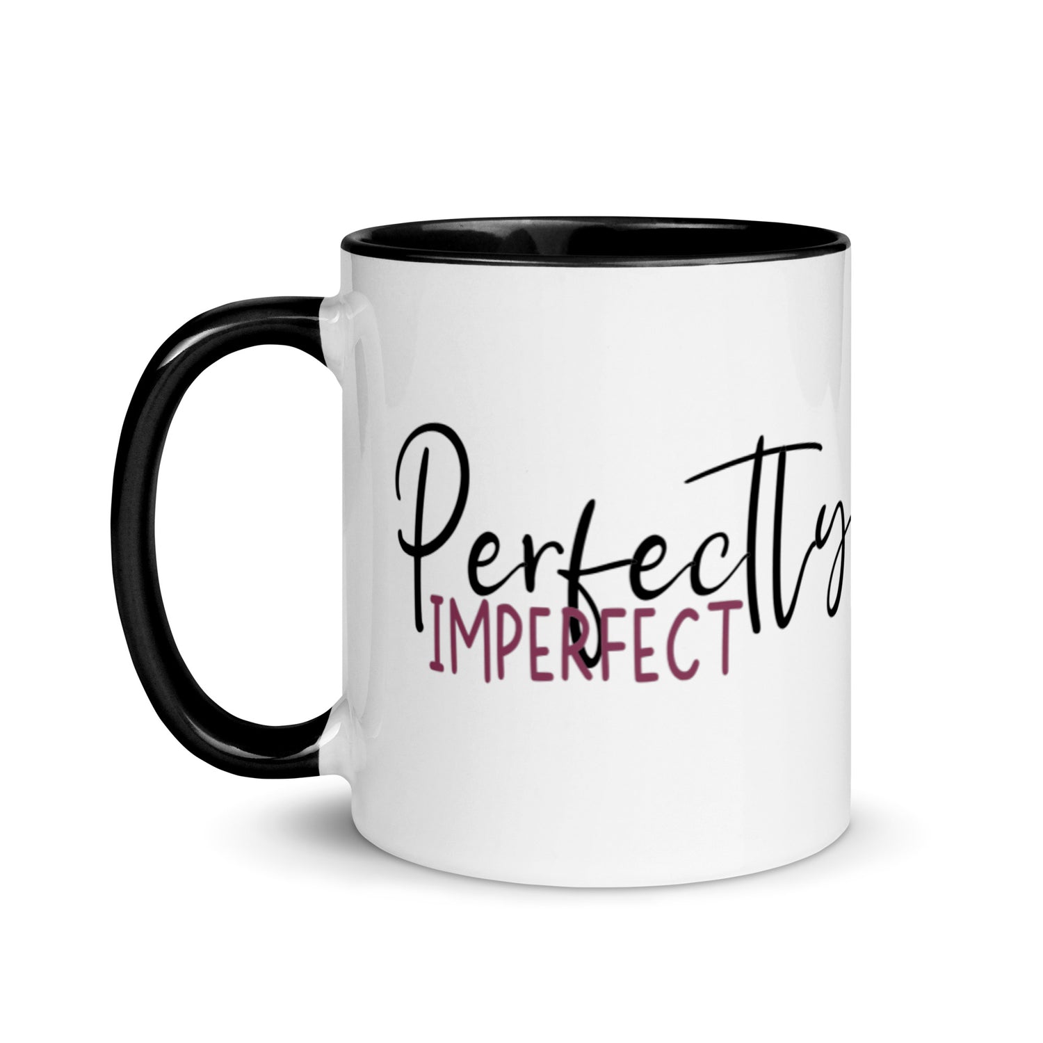 Perfectly imperfect mug with black interior and handle