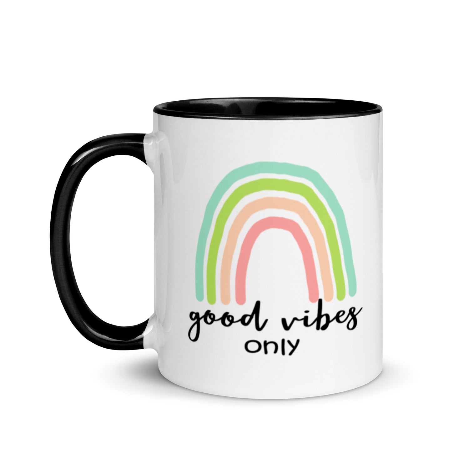 good vibes only rainbow mug - black interior