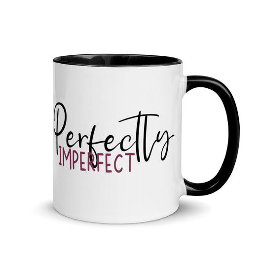 Perfectly imperfect mug with black interior and handle