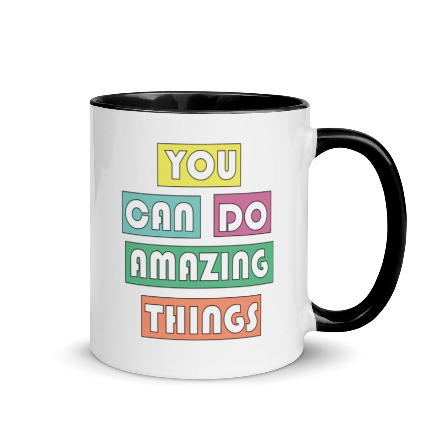 you can do amazing things mug with black interior