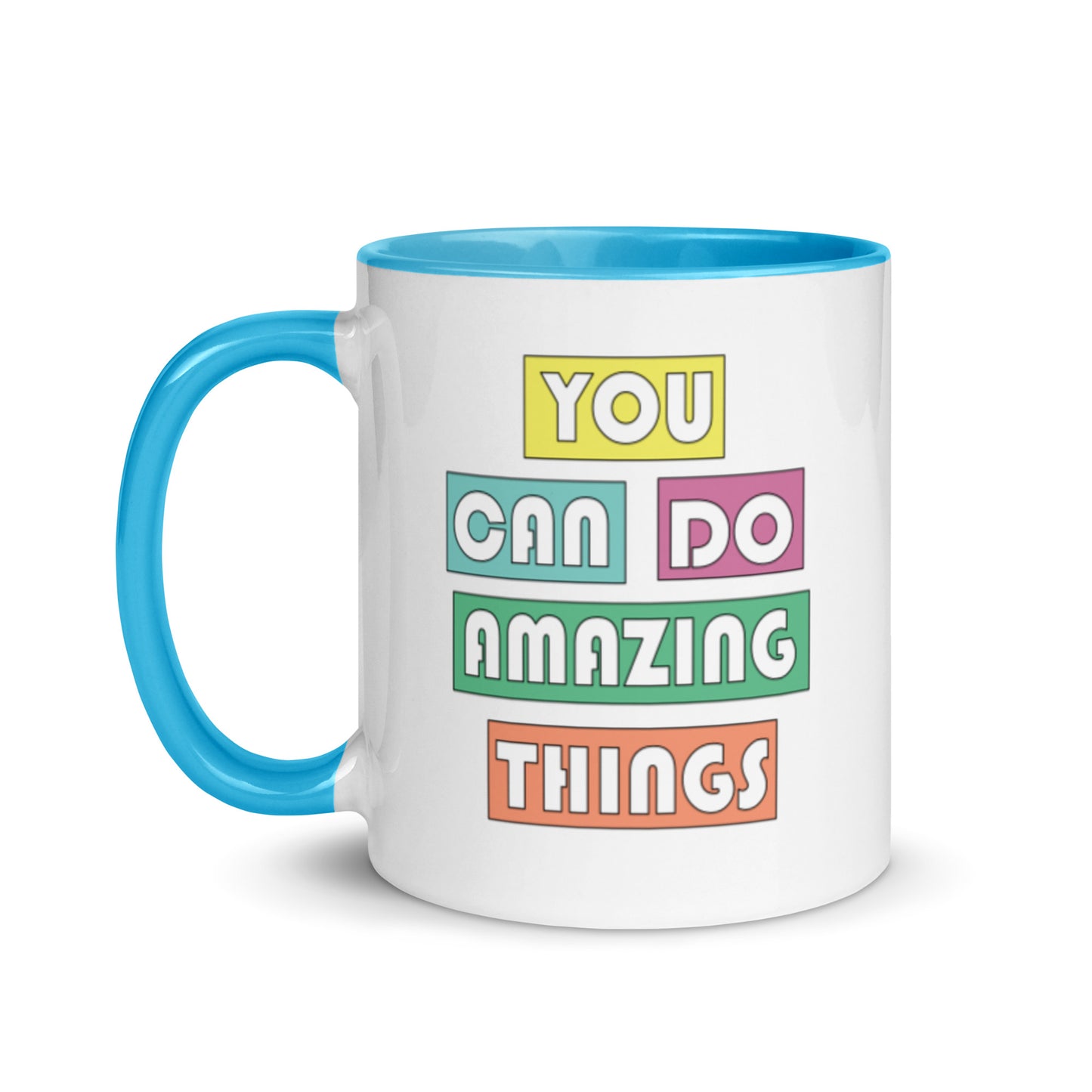 you can do amazing things mug with teal interior