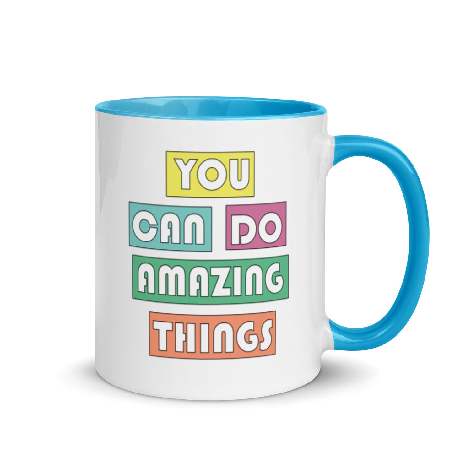 you can do amazing things mug with teal interior