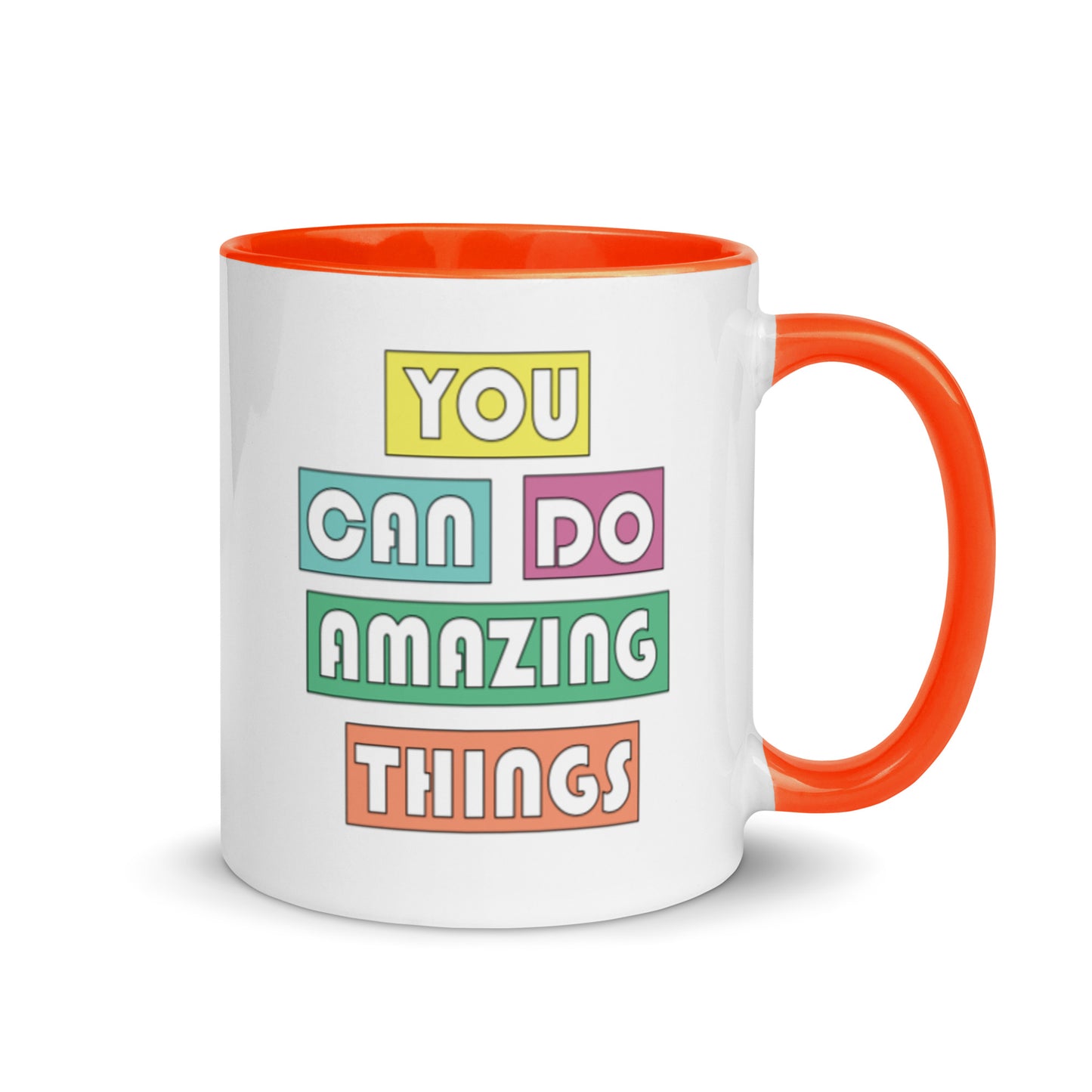 you can do amazing things mug with orange interior