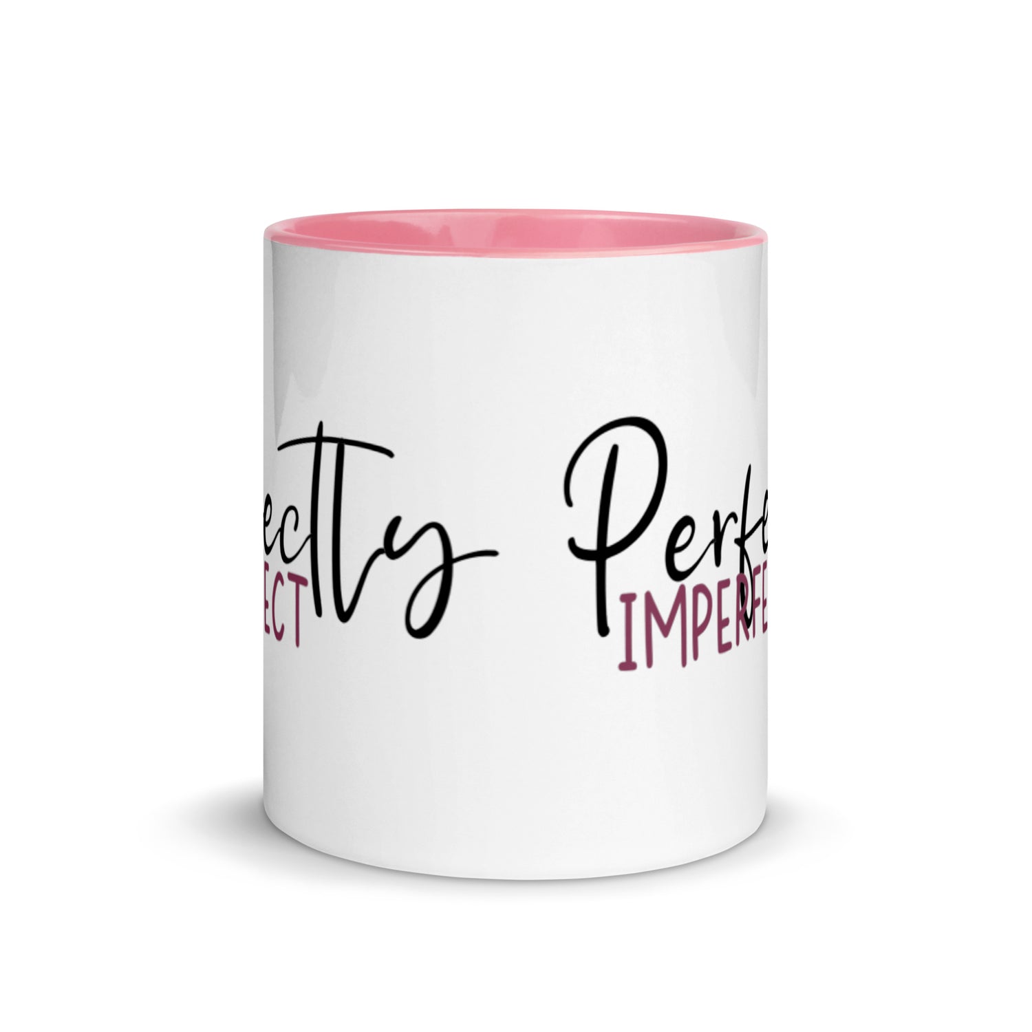 Perfectly imperfect mug with pink interior and handle