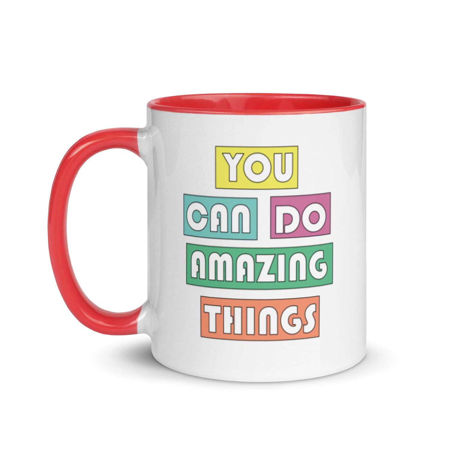 you can do amazing things mug with red interior