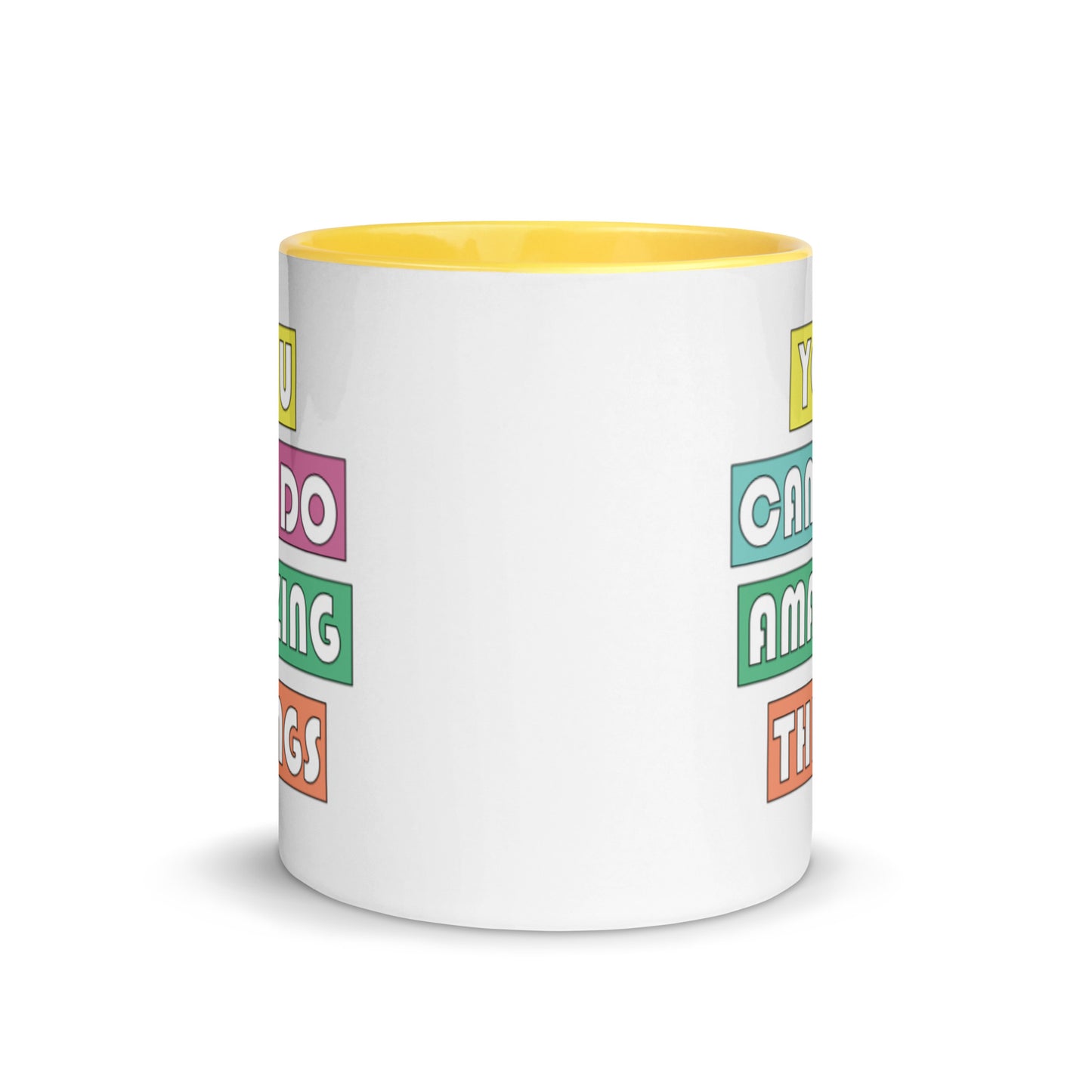 you can do amazing things mug with yellow interior
