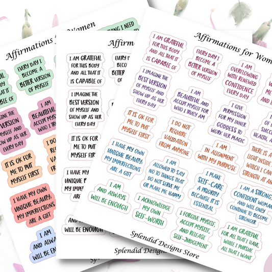 Positive Affirmations for Women Sticker Sheet